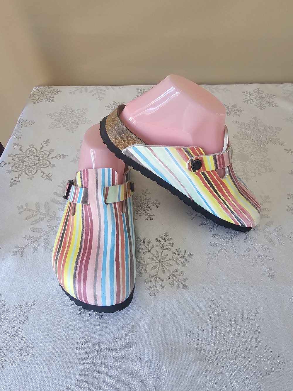 Papillio By Birkinstock Boston Clogs Mules Rainbow Colored Boho Sz 35